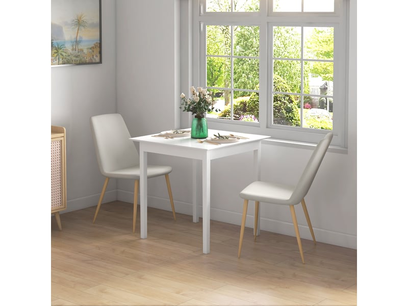 Table carrée pour 2 personnes en bois, 75 x 75 x 76 cm, blanc pour cuisine et salle à manger  - Conforama E