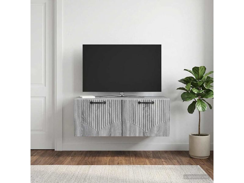 Meuble tv - banc tv - meuble de rangement mural sonoma gris 78,5 x 41 x 30 cm bois d'ingénierie  - Conforama B