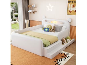 Lit avec rangement 140x200 cm WISHDOR coloris blanc