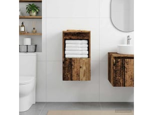 Armoire de salle de bain, meuble de rangement bois ancien 30x44.5x50 cm