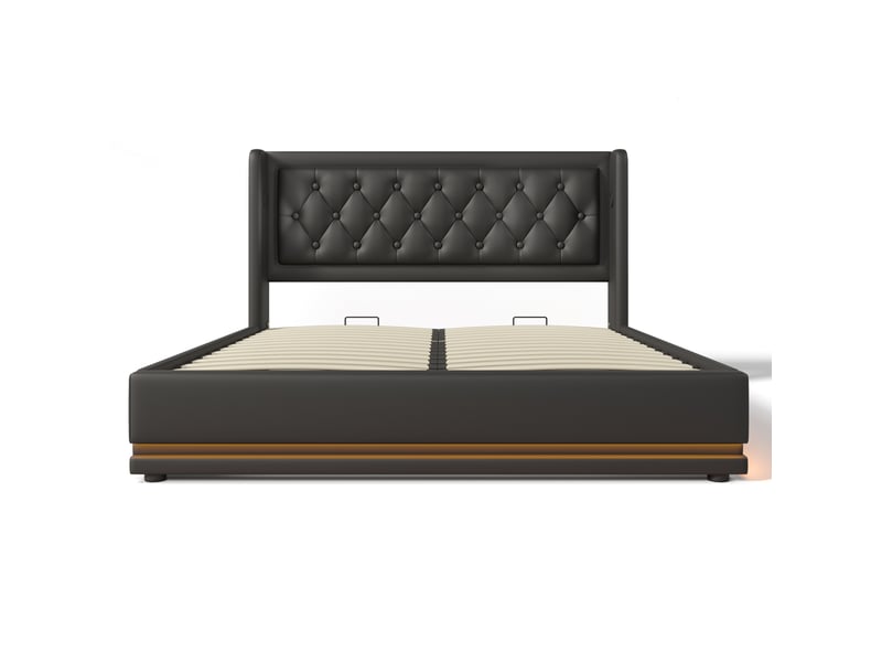 Lit polsteré en pu noir 160 x 200 cm - Conforama A