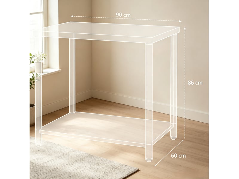  Table de travail inox 90x60x86 cm – argenté – 2 niveaux, charge 10075 kg pour cuisine, garage et jardin  - Conforama C