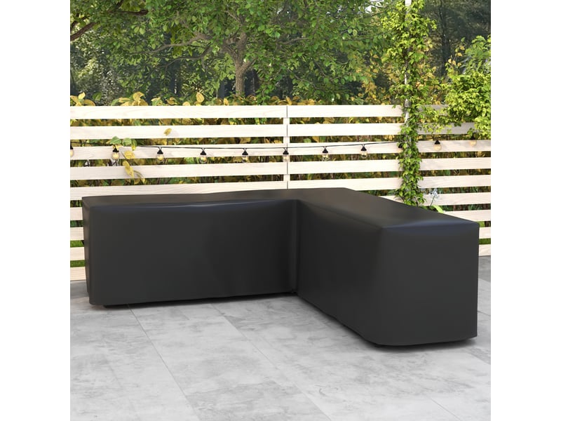  Housse de protection pour mobilier de jardin, en forme de l, imperméable, anti-uv, pour canapé d'angle, 250 x 250 x 79 cm, noire  - Conforama C