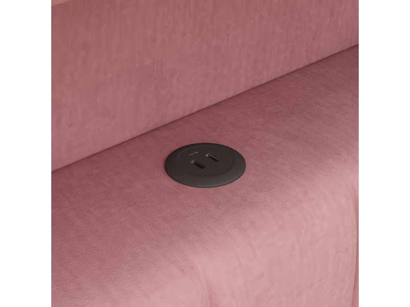  Lit gigogne 90 × 200 et 90 × 190 cm, 3 tiroirs, étagères, led 7 couleurs, ports usb, mdf et tissu effet lin, rose  - Conforama E