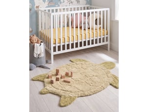 Tapis enfant tortie beige 110 x 130 cm coton