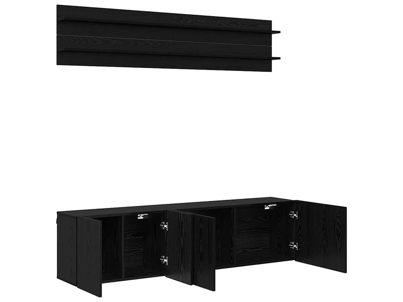  Unites tv 4 pcs chêne noir bois d'ingénierie  - Conforama E