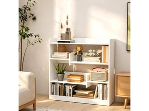Bibliotheque coloris blanc 4 étagère(s) TCQPZ - 90 cm x 91 cm