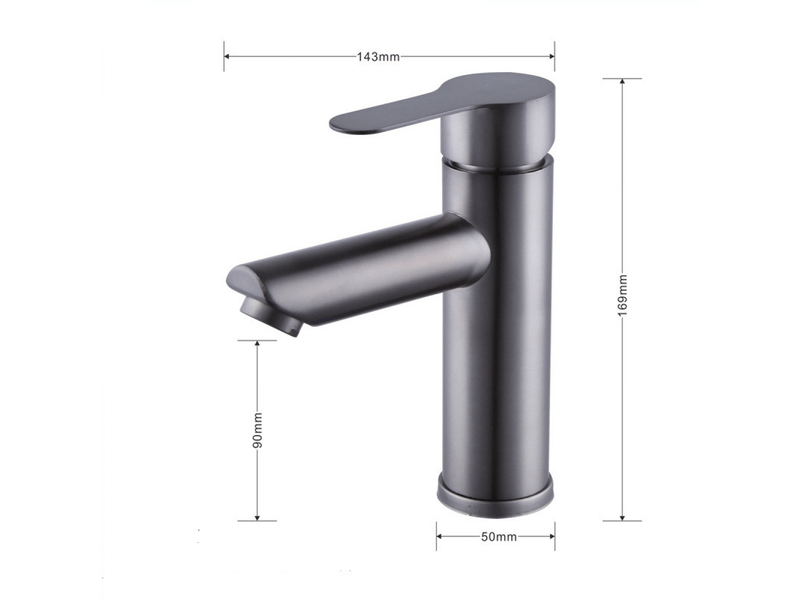  Robinet mitigeur eau chaude et froide, bec droit en acier inoxydable gris, eau chaude et froide, monotrou, avec flexible de 60 cm  - Conforama B