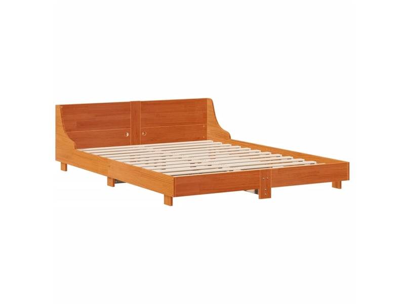  Lit double- lit adulte -  cadre de lit sans matelas  marron 150x200cm bois pin massif  - Conforama B