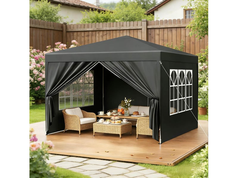 Tonnelle de jardin 300x300 cm réglable métal anthracite - Conforama D