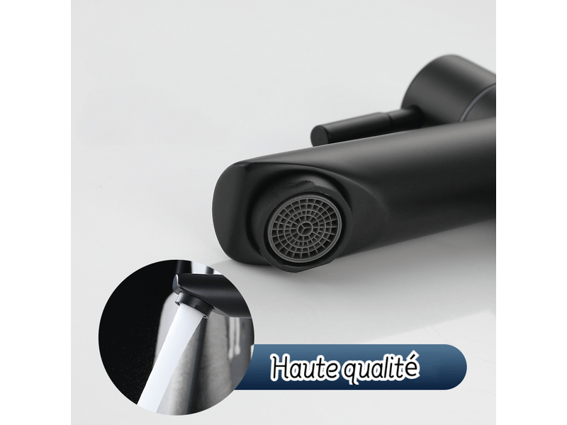  Robinet de lavabo noir à eau froide avec raccord de tuyau flexible, robinet de lavabo noir dédié HRC0002502TBY - Conforama E