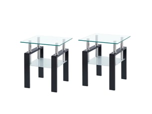 Table basse carré(e) coloris transparent <strong>BEAOK</strong> <strong></strong> - 45 cmx45 cm