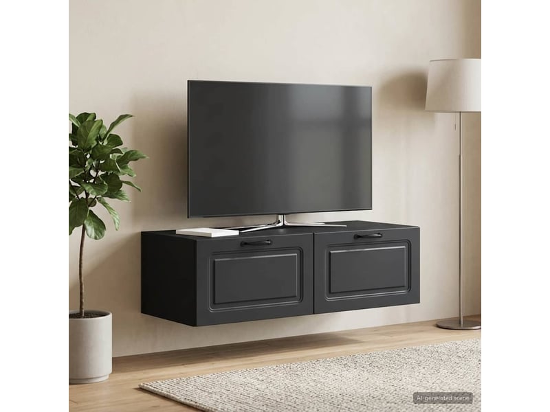  Meuble tv - banc tv - meuble de rangement mural noir 98 x 41 x 30 cm bois d'ingénierie  - Conforama B