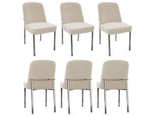 Lot de 6 chaises de salle à manger 42,5x53x82 cm en velours beige, assise rembourrée