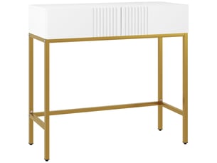 Table console console meuble avec 2 tiroirs base en acier avec pieds antidérapants blanc 80 x 31,5 x 75 cm