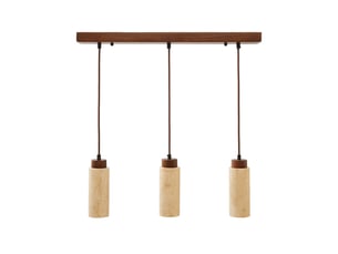 Suspension design 3 spots en travertin et effet bois iris