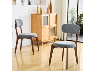 Lot de 2 chaises de salle à manger 55,5x48,5x84 cm, sièges rembourrés, chaises de salon en tissu lin gris, piètement métal