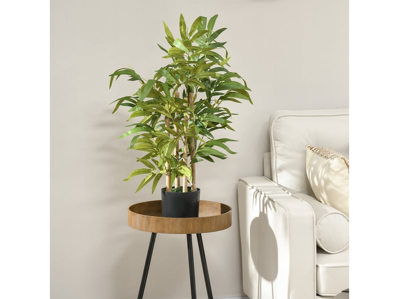  Plante de bambou artificielle, 60 cm de haut, verte, en polyester et polypropylène, avec un pot en ciment de ø15 x 12,5 cm  - Conforama C