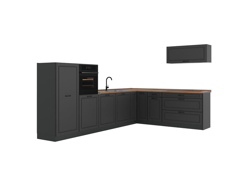 Vicco cuisine en angle, anthracite campagneanthracite, 327 x cm plan de travail chêne doré - Conforama A