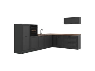 Vicco cuisine en angle, anthracite campagneanthracite, 327 x cm plan de travail chêne doré
