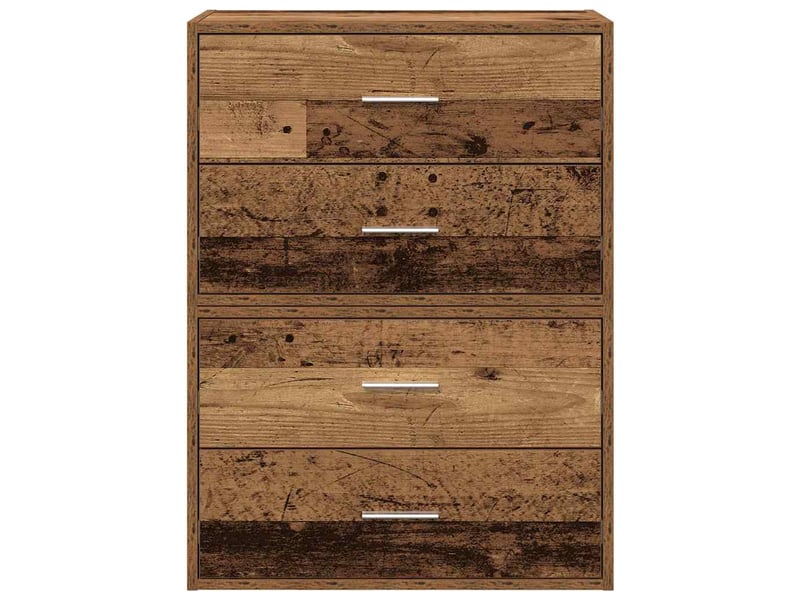  Lot de 2 armoire à tiroirs, commode avec 4 tiroirs vieux bois bois d'ingénierie  - Conforama D