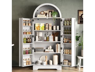Vitrine coloris blanc 13 étagère(s) MEULVA - 70 cmx165 cm