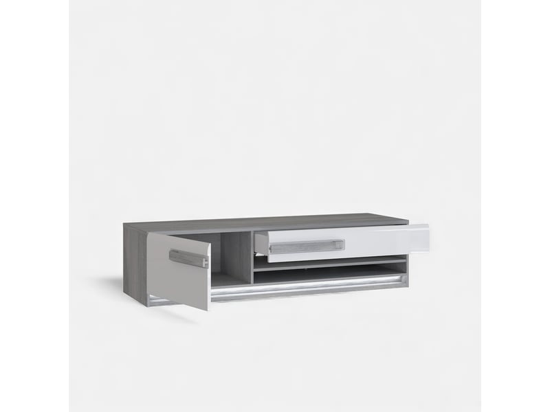 Meuble tv moderne chêne avec led intégré 160x40 attention  - Conforama C