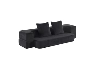 Canapé convertible 2 places 190x50x42 cm compressé, pliable, mousse douce, couleur noir, design moderne