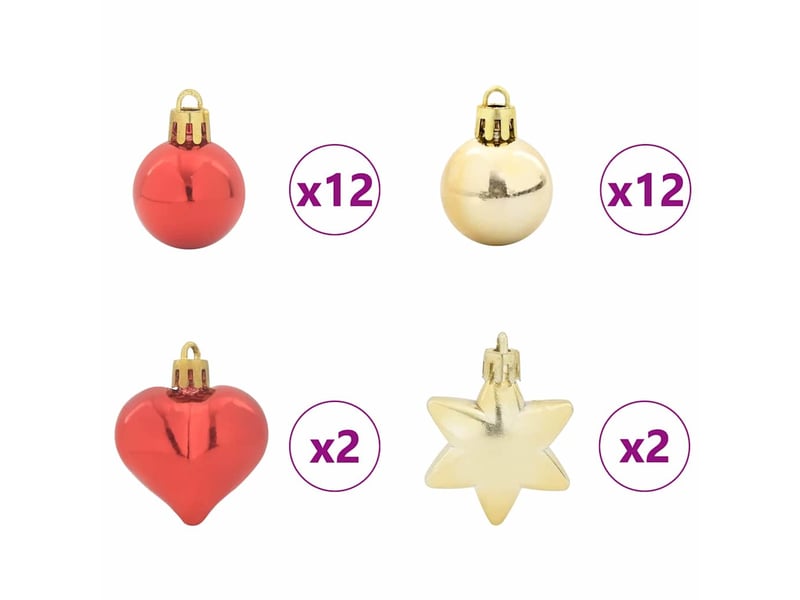 Ensemble de boules de noël 40 pcs or et rouge ø 6 cm plastique - Conforama E