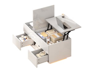 Table basse rectangulaire coloris blanc <strong>KORFEE</strong> <strong></strong> - 45 cmx100 cm