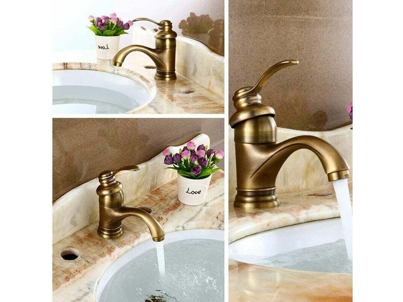  Robinet de lavabo en laiton massif pour eau chaude et froide – cartouche en céramique durable – économie d'eau PPL000877TBY - Conforama C