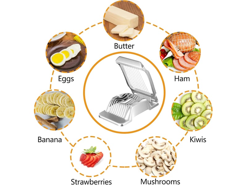 Coupe oeufs professionnel aluminium robuste, coupe oeuf durs passe au lave-vaisselle, fils de coupe-œufs tension individuelle et stable pour œufs  - Conforama E