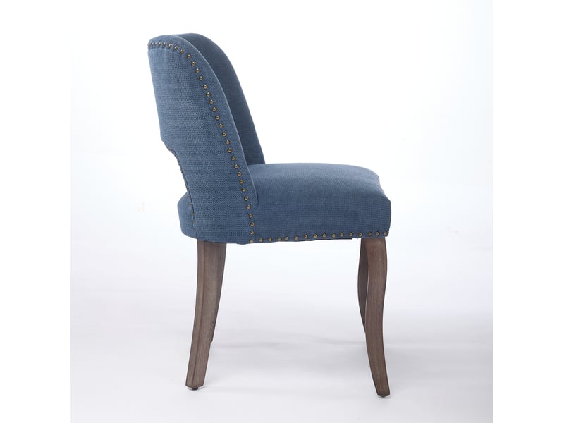  Chaises de salle à manger de1870bl bleues lot de 2 avec revêtement tissu et cadre bois moderne  - Conforama E