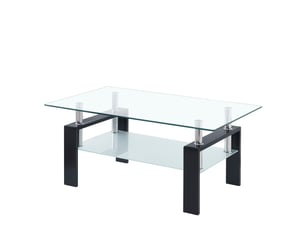 Table basse rectangulaire coloris transparent <strong></strong> <strong>Fay Lum</strong> - 60 cmx100 cm