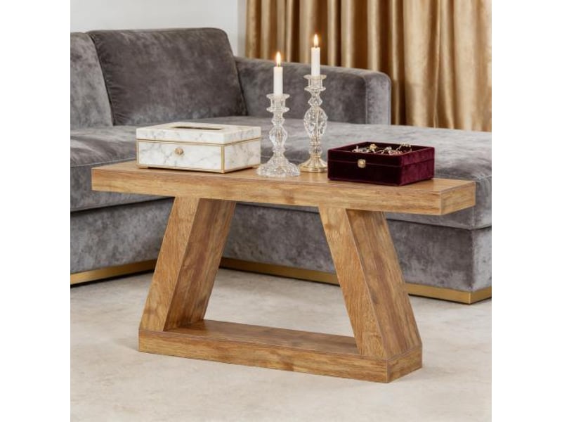  Console d'entrée avec rangement en mdf coloris naturel 140x30x80 cm  - Conforama E