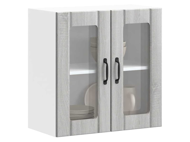  Meuble de rangement, armoire murale de cuisine et porte en verre lucca sonoma gris  - Conforama B