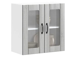 Meuble de rangement, armoire murale de cuisine et porte en verre lucca sonoma gris