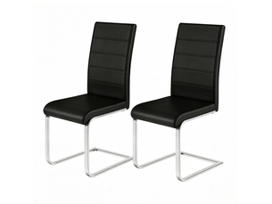 Chaise visiteur cantilever 51x40x100cm, revêtement pu et structure métallique, dossier haut ergonomique, finition noire