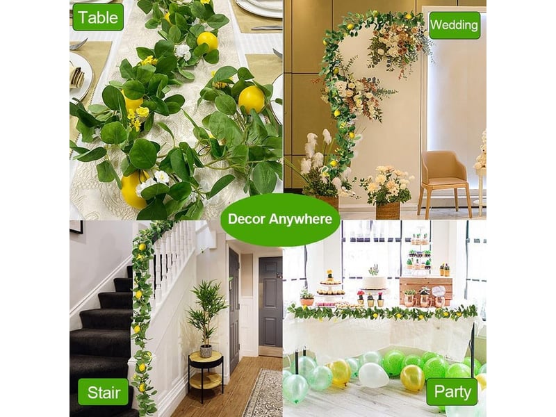  Guirlande de fruits printaniers de 1,80 m, citrons artificiels, guirlande jaune d'été pour décoration de porte d'entrée, mur, table.  - Conforama C