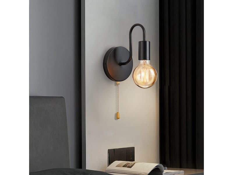  Applique murale intérieure avec interrupteur à tirette e27 noir 7914674598 - Conforama E