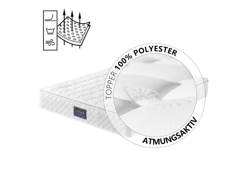  Modenvie lit rembourré 140x200 cm - tête de lit réglable, sommier et matelas inclus - bicolore  - Conforama E
