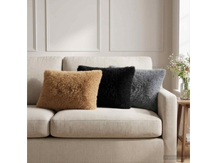 Lot de 6 coussins avec oreiller, coussins décoratifs heerlen noir fleece pv cf50866