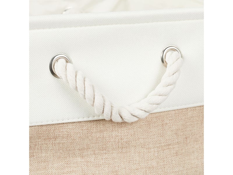  Lot de 4 paniers de rangement carrés 28 x 28 x 28 cm à 33 x 33 x 33 cm pliables modernes en lin beige 13_0017354  - Conforama B