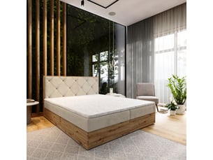 Lit avec rangement 180x200 cm <strong>MASSENO</strong> <strong></strong> coloris beige
