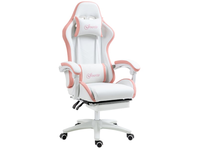  Chaise de jeu avec hauteur réglable et dossier inclinable, 65 x 65 x 121-129 cm, blanche et rose  - Conforama B