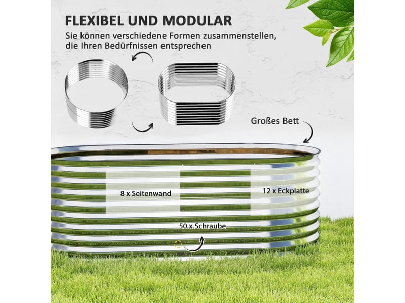  Bac à plantes en métal - gris foncé - acier - fond ouvert - design flexible - résistant à la rouille 160x80x56cm - Conforama D