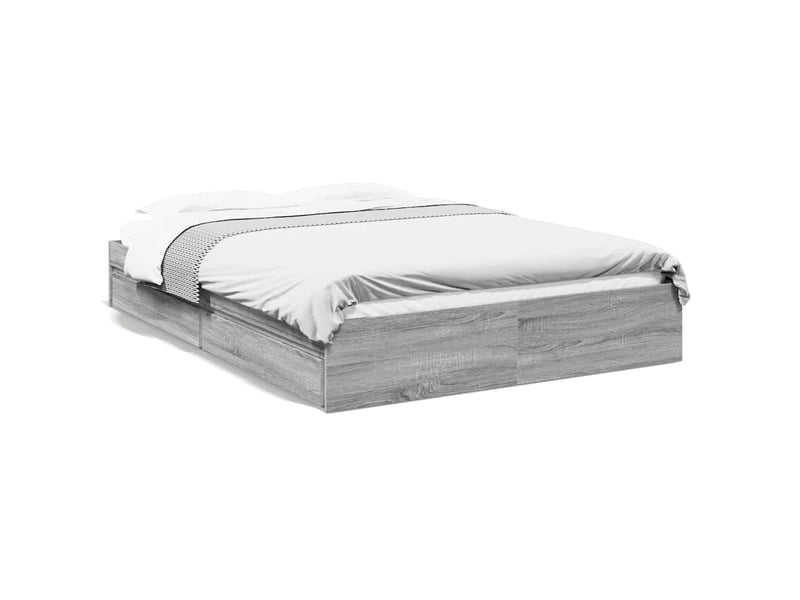  Lit double- lit adulte -  cadre de lit avec tiroirs sans matelas sonoma gris 150x200 cm  - Conforama A