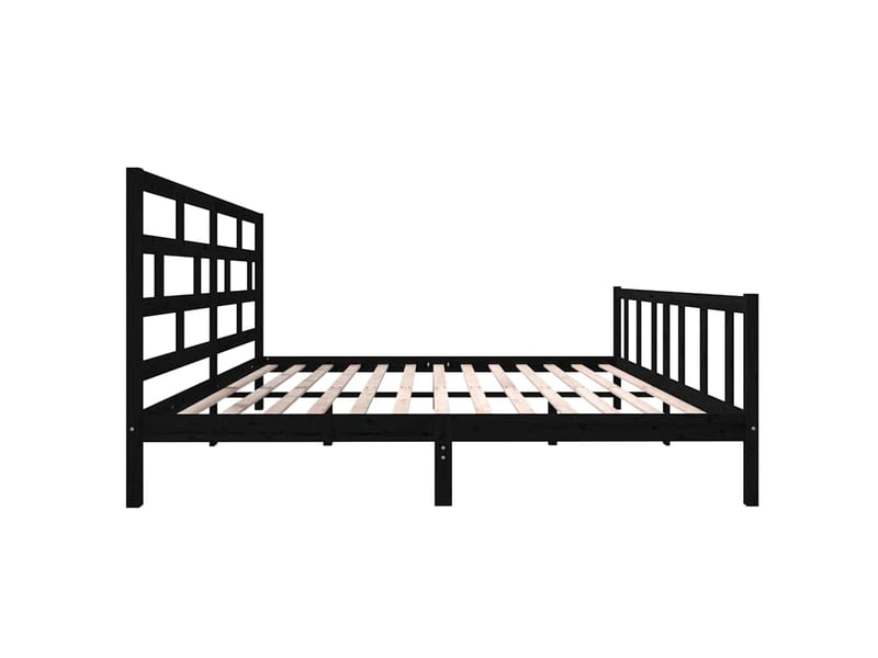  Lit double- lit adulte -  cadre de lit sans matelas noir bois massif 200x200 cm  - Conforama D