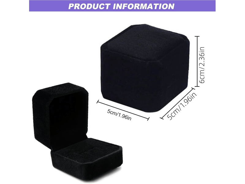  Deux boîtes à bijoux, emballages pour bijoux, idéales pour les fiançailles, les demandes en mariage (5 x 6 x 5 cm, noires)  - Conforama B