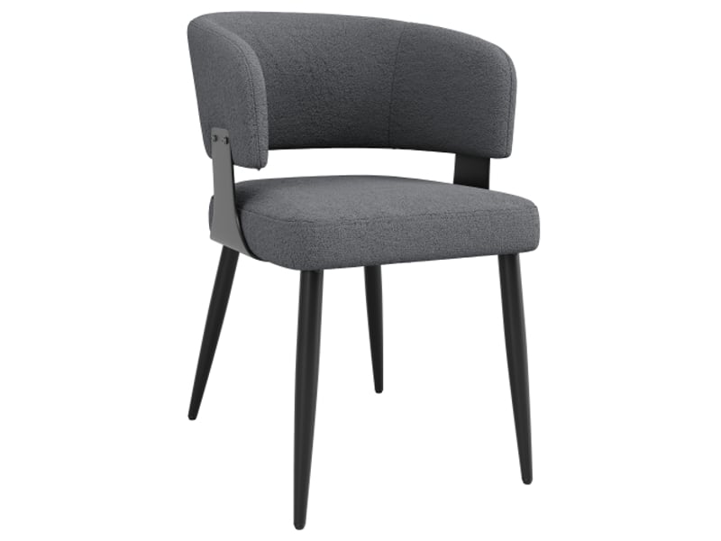  Lot de 2 chaises de salle à manger en flanelle beigegris, ergonomiques, dossier incurvé, design léger et luxueux  - Conforama A